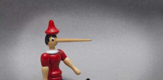 Wooden toy figure with long nose sitting.