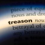 Close-up of the word treason in a dictionary entry