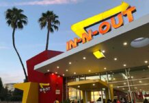 In-N-Out Burger restaurant exterior at dusk