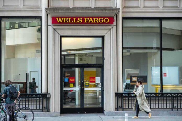 Wells Fargo bank branch entrance on a city street